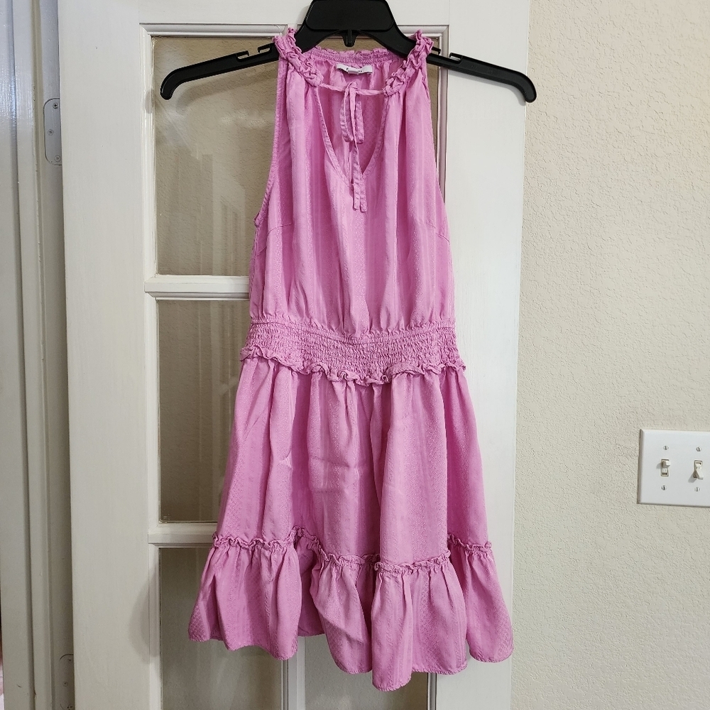 Fate Pink Smocked Tiered Mini Dress FD5685 Boho Ruffle Size Medium
